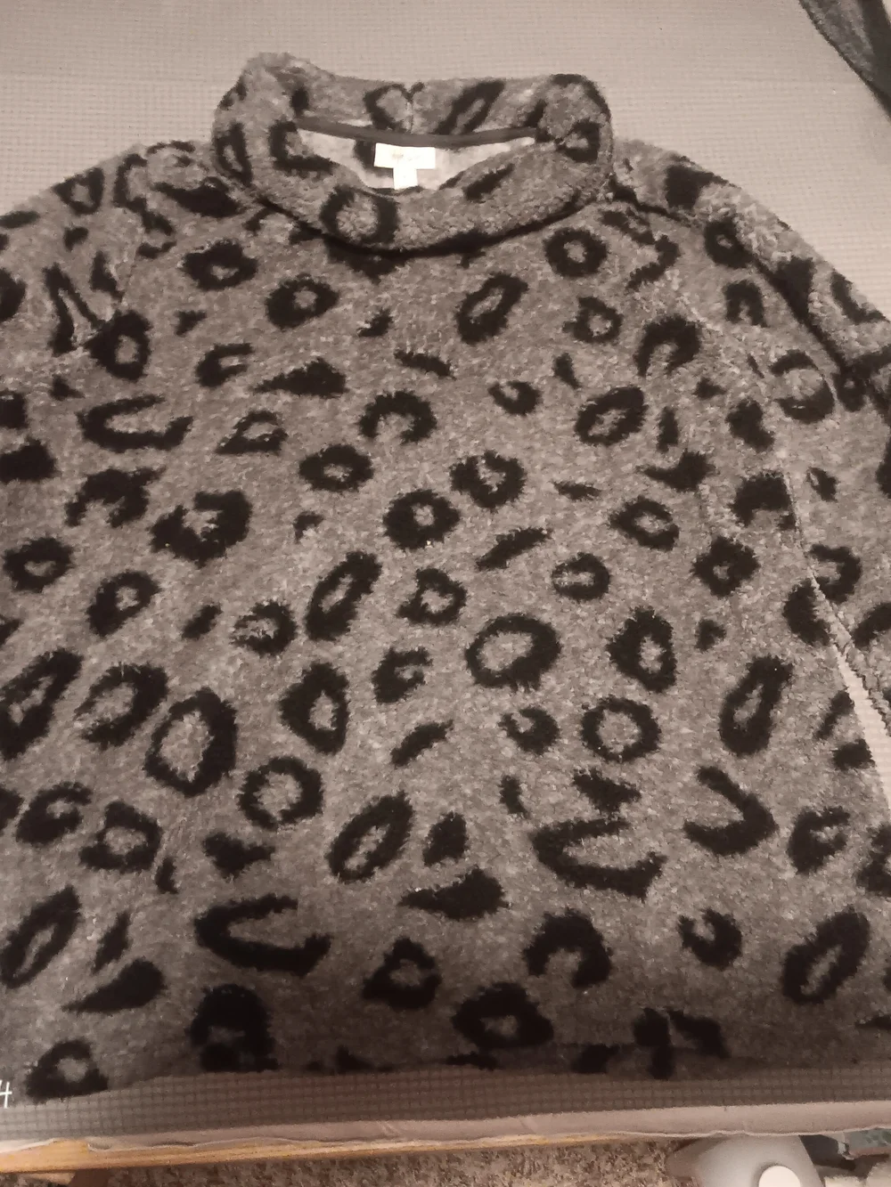 Style & Co. Gray and Black Leopard-Print Cowl Neck Sweater - Picture 1 of 4